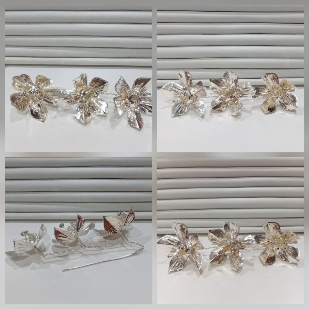 cucuk semanggi bunga pucuk warna silver untuk sanggul
