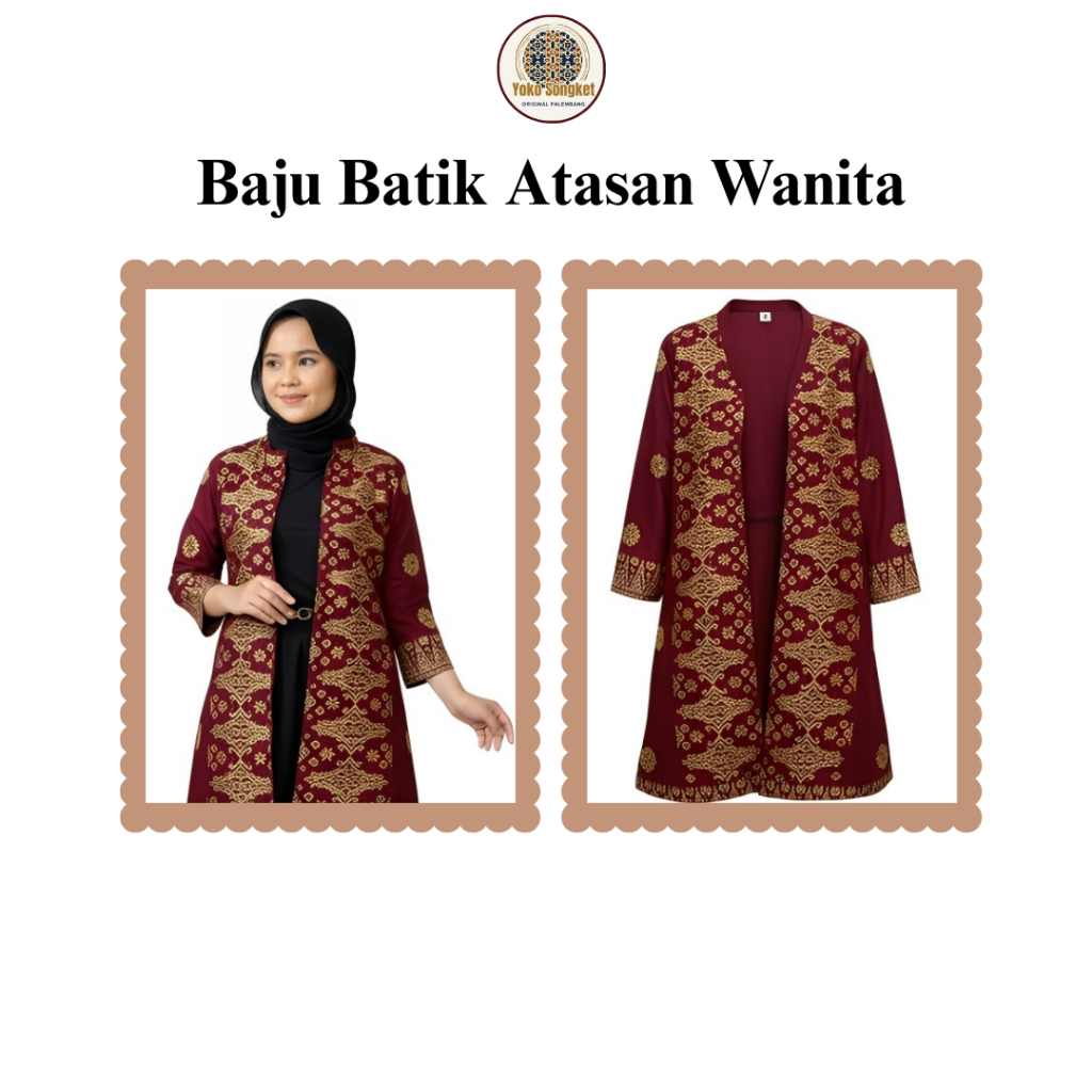 Yoko Songket Baju Batik Atasan Wanita Jumputan Songket Modern Elegan