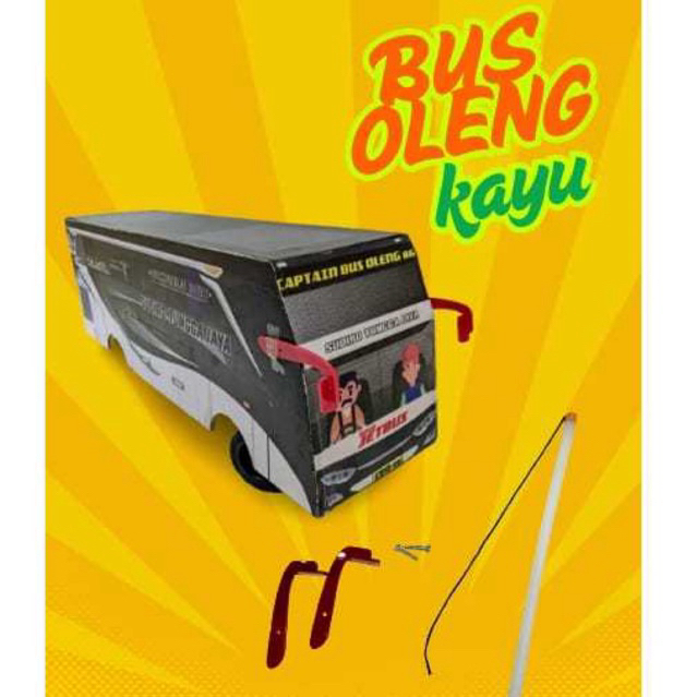 myrainbow mainan anak bus oleng miniatur bis bahan kayu berkualitas ukuran besar T16 x L48 cm murah 