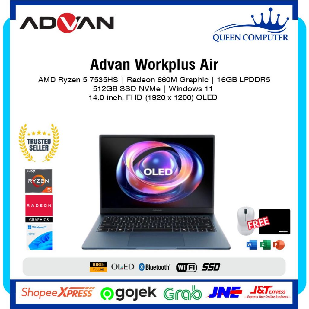 Laptop Advan WorkpLus Air Ryzen 5 7535HS 16GB 512GB W11 Graphite Blue