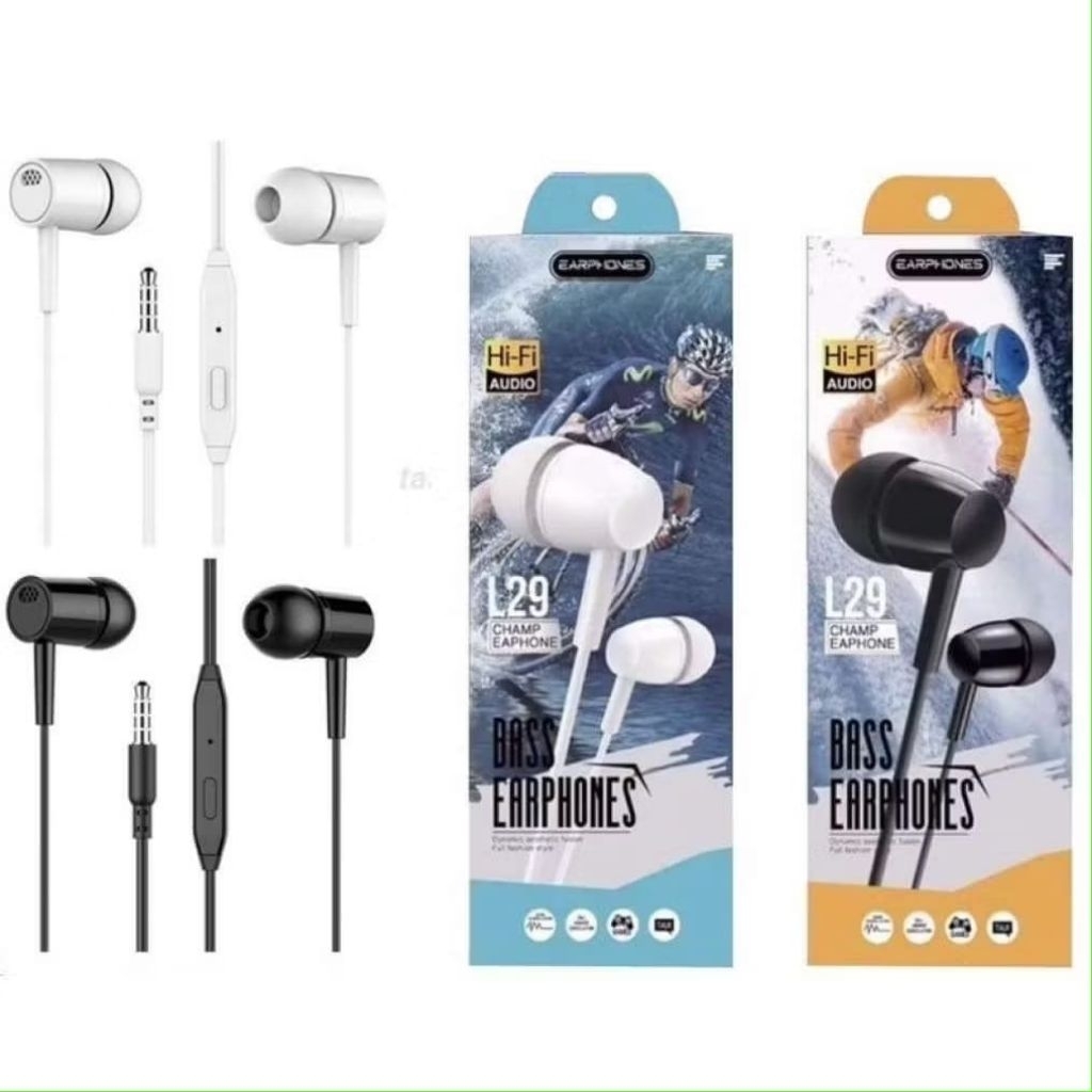 HEADSET L29 KABEL EARPHONE STRIO ORIGINAL FEEL THE SUPER XT-RA BASS+