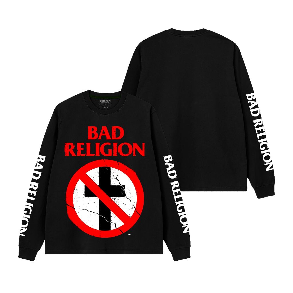 Seishin Tshirt Lengan Panjang Rib Bad Religion logo Kaos Long Sleeve Musik Metal unisex