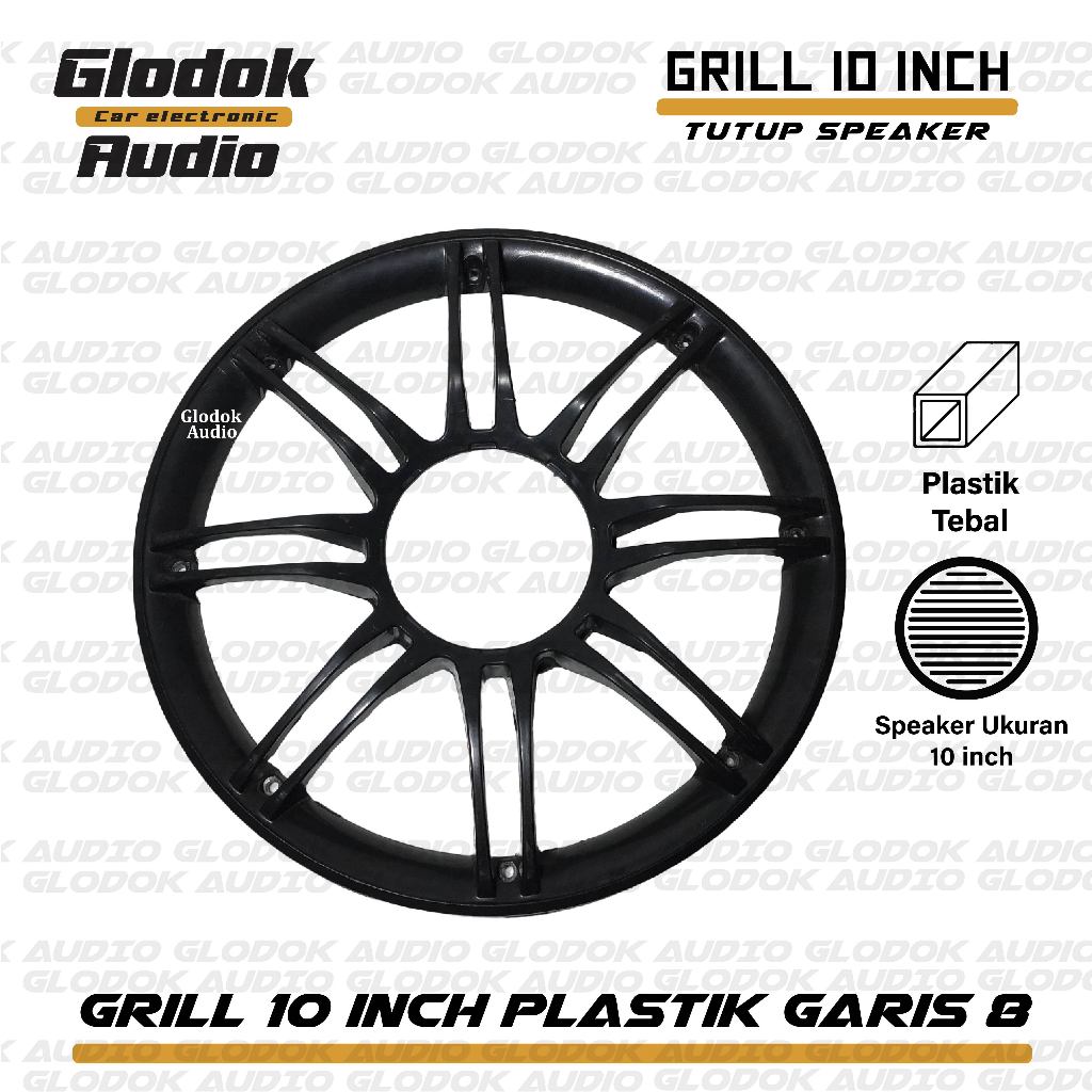 Tutup Speaker / Subwoofer 10" grill Plastik persegi hitam / putih hg per 1pc