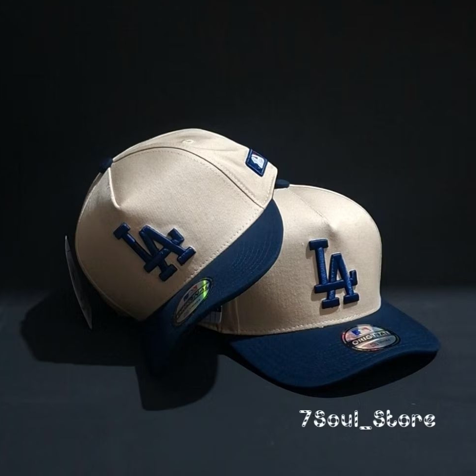 Topi LA Premium Kombinasi Warna Cream Navy / Topi Losangeles MLB