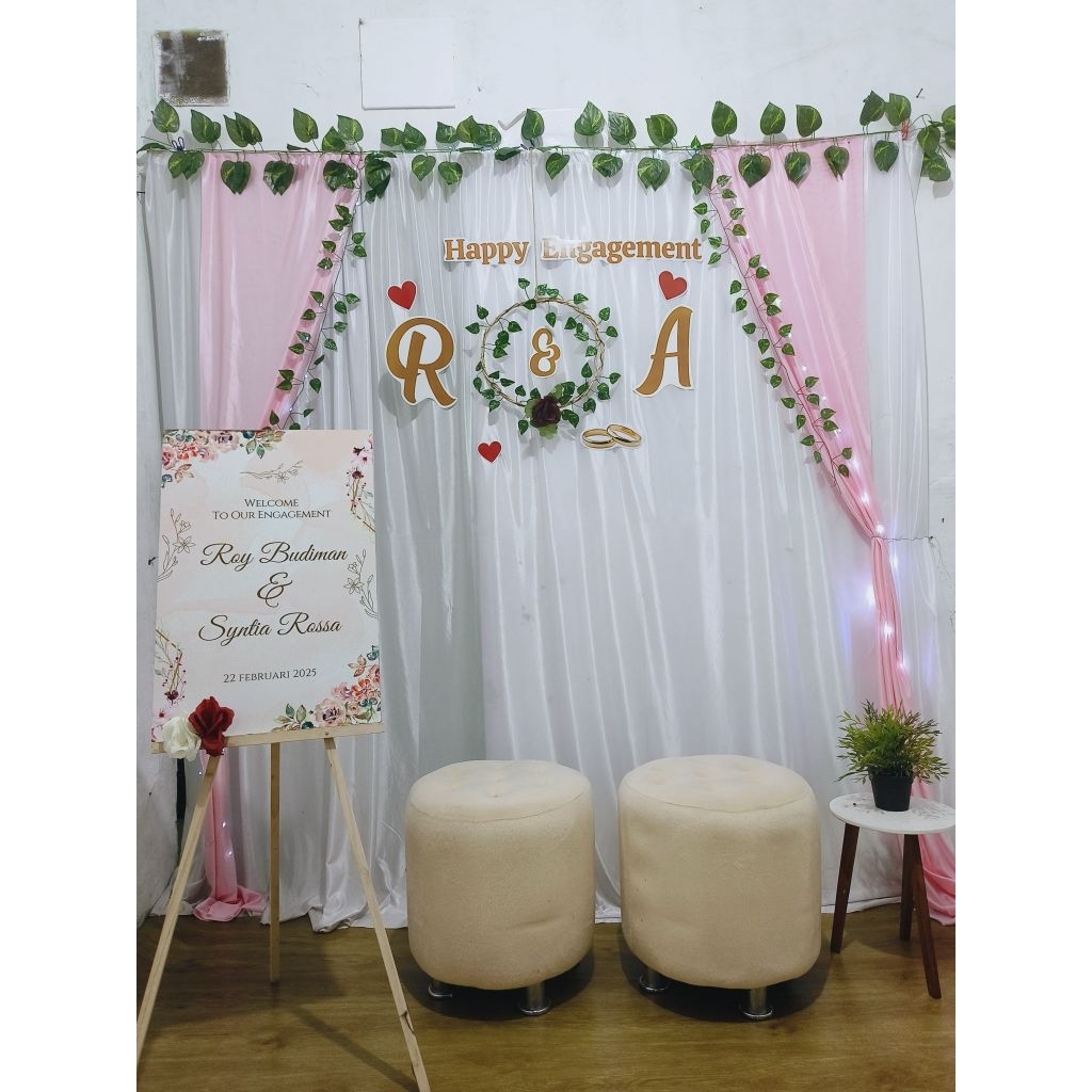 paket dekorasi lamaran background backdrop nikahan lamaran dengan lingkaran simple