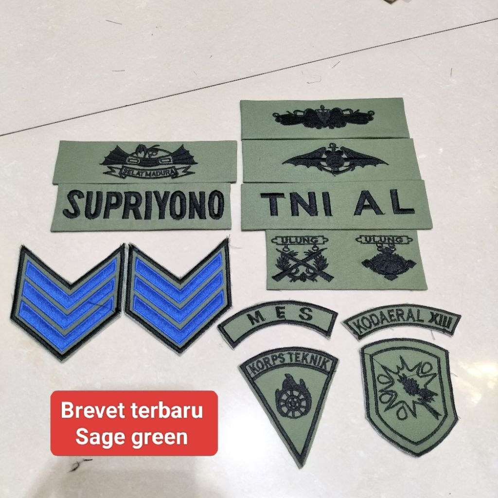 1 SET BREVET/BED PDL TNI AL+ MARINIR TERBARU/KRI/TNI/KKO BREVET PDL LORENG TNI Terbaru