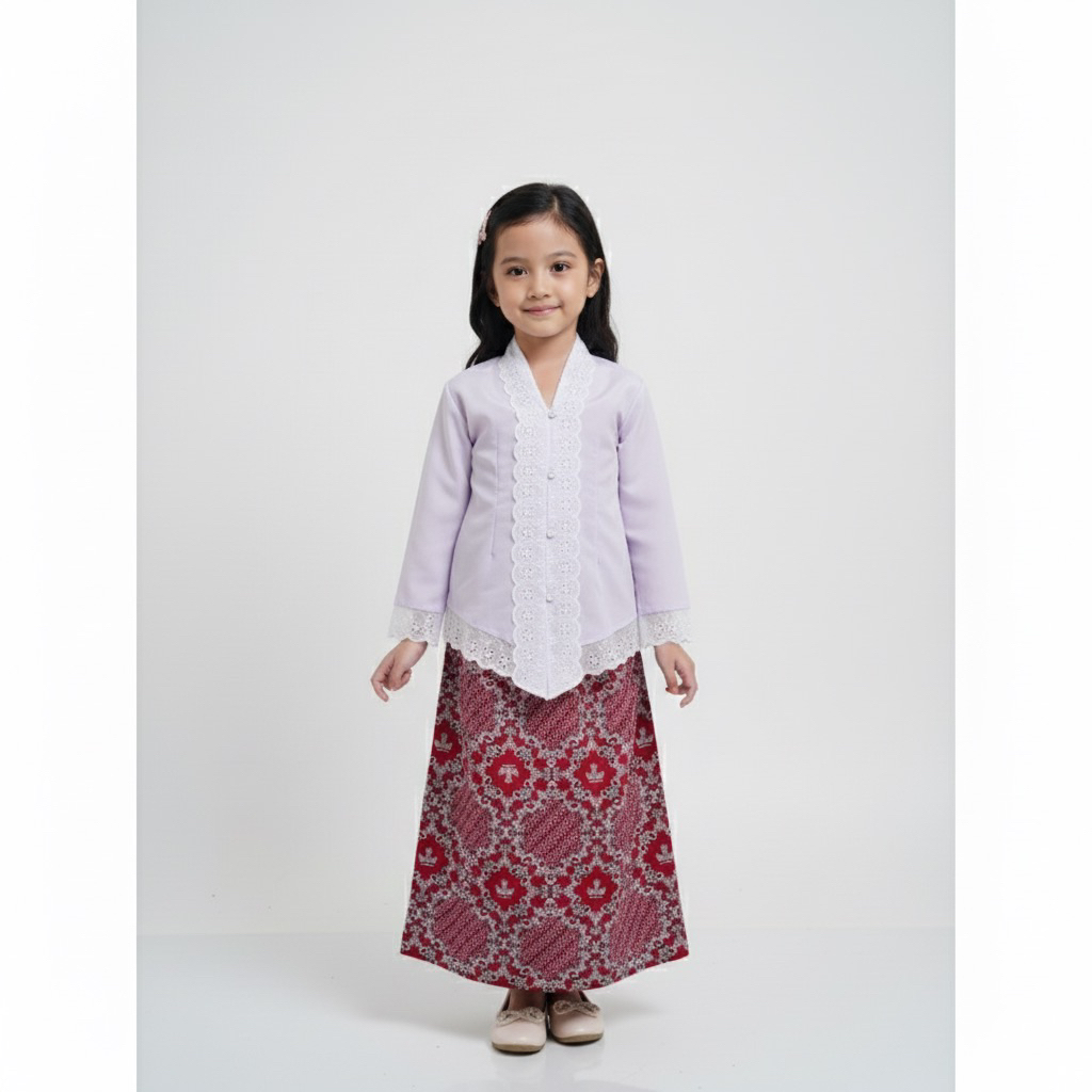 kebaya encim SD rok merah lereng/ kebaya encim rok hitam lereng/kebaya anak sekolah rok lereng