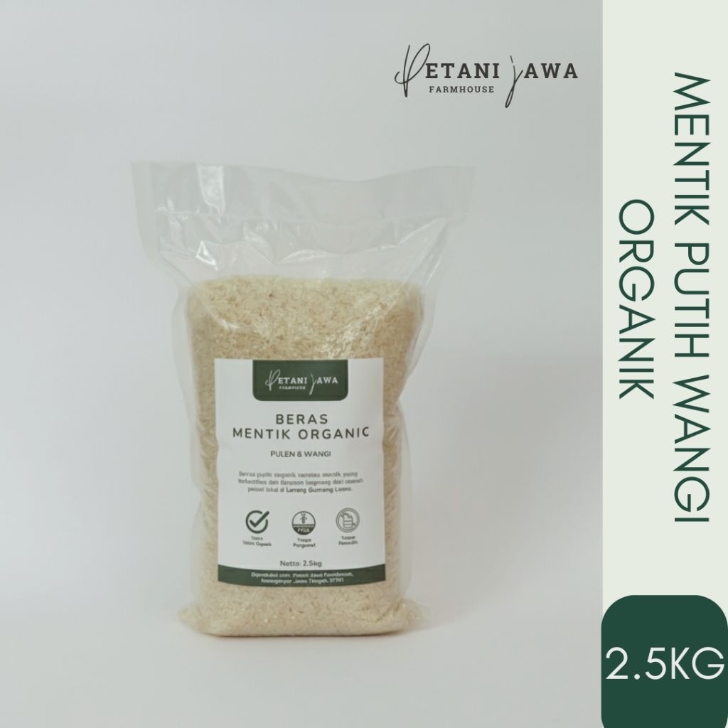 Beras Putih Mentik Wangi Organik Petani Jawa Farmhouse | Beras Organik | Beras Mentik Organik | Bera