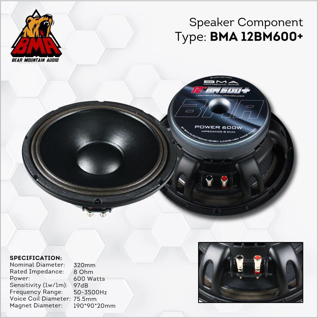 Speaker Component BMA 12BM600+ / Speaker Komponen BMA 12BM600+ / Speaker BMA 12BM600+ 12 Inch