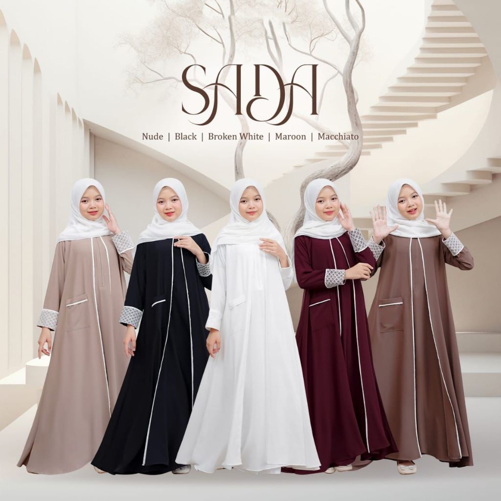 Sada Kids Abaya Anak Tanggung Umur 8-15 Tahun Bahan Crinkle Adem Gamis Anak Muslim Lebaran Mewah