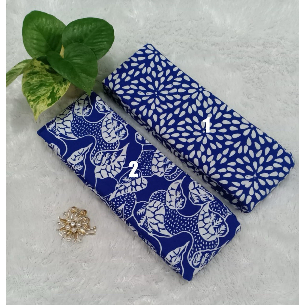 Kain Batik Cap Garutan  Warna Biru series Kain Batik Meteran Seragaman - Kain Batik Bahan Katun