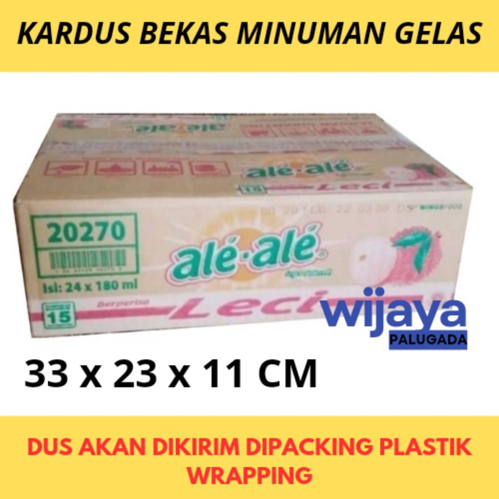 Kardus Dus Box Karton bekas Minuman Ale-Ale Teh Gelas size 33x23x12 dll untuk keperluan packing