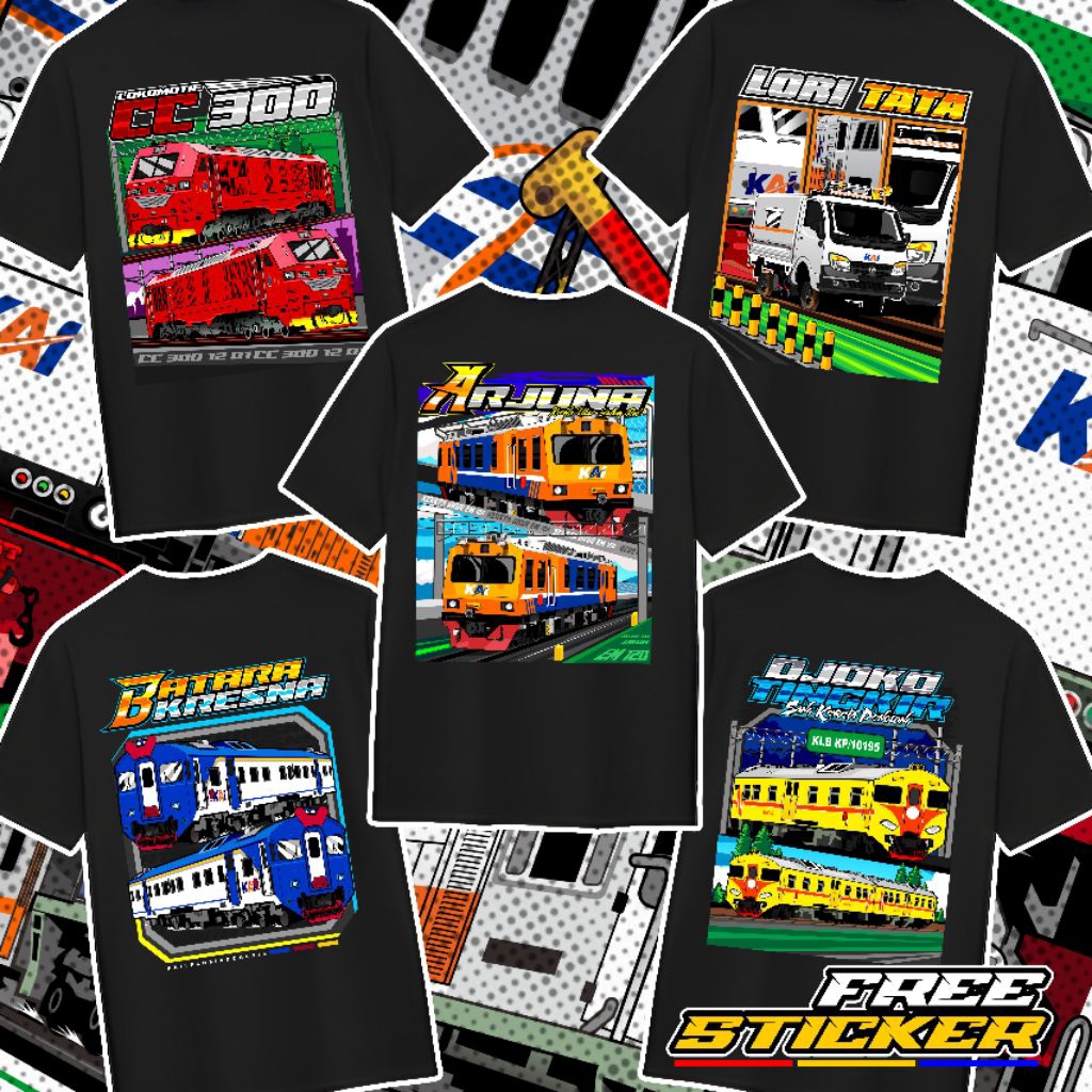(Free sticker + ganci)KAOS KERETA API CC300 CC206 CC 206 LORI TATA VINTAGE TERBARU KAI POLLYCOTTON 2
