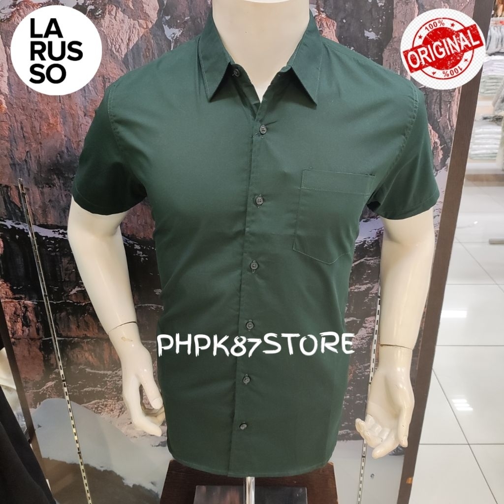 KEMEJA PENDEK PRIA POLOS MEREK LARUSSO ORIGINAL