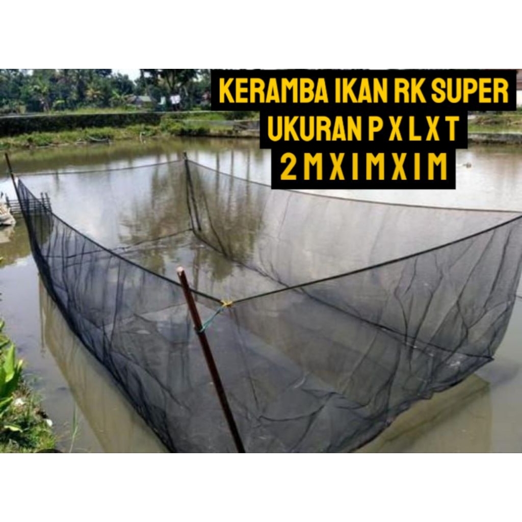 keramba ikan 2 x 1 x 1 jaring waring rk super anti geser kualitas premium
