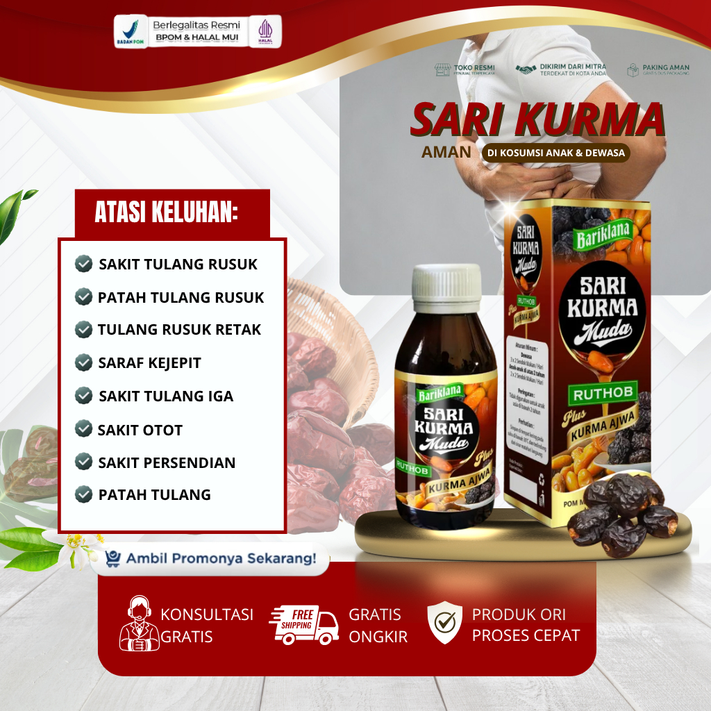 Sari Kurma Muda 125ML - Madu Obat Sakit Tulang Rusuk, Sakit Tulang Rusuk Kiri Dan kanan, Patah Tulan