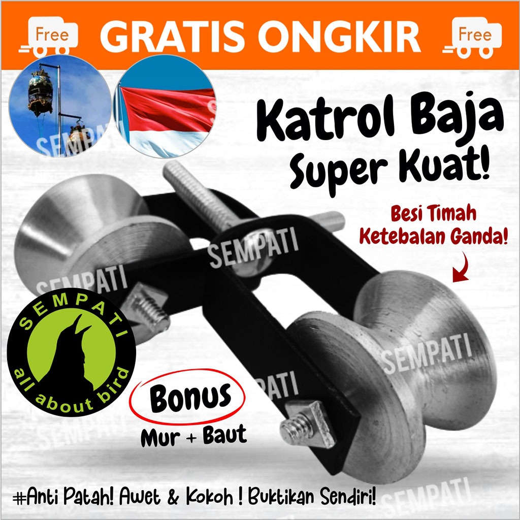 SEMPATI Roda Katrol Alumunium Kerekan Gantangan Sangkar Kandang Burung Perkutut Roda Katrol Serbagun