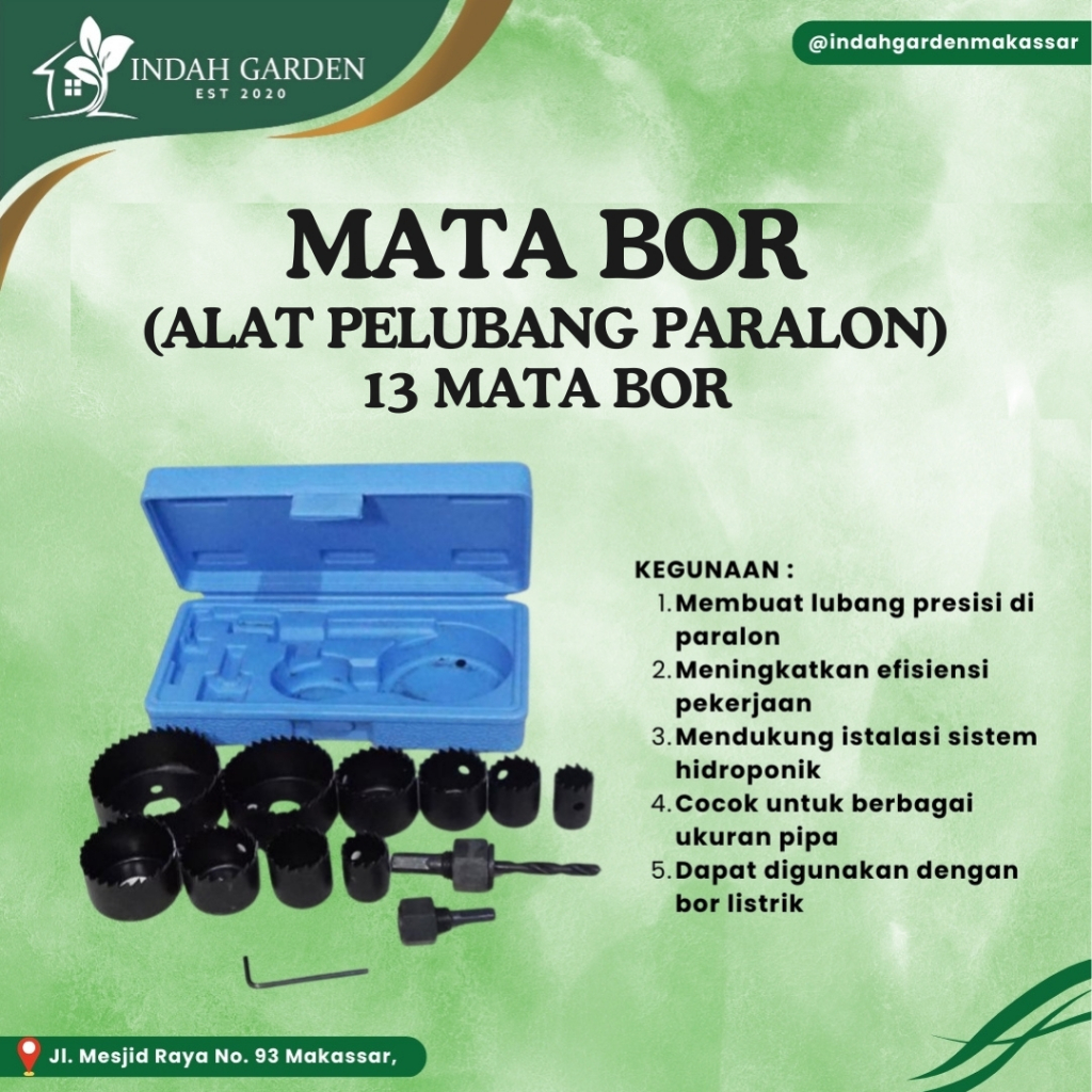 Hole Saw 13Mata Bor Hidroponik (Pelubang Paralon Hidroponik)