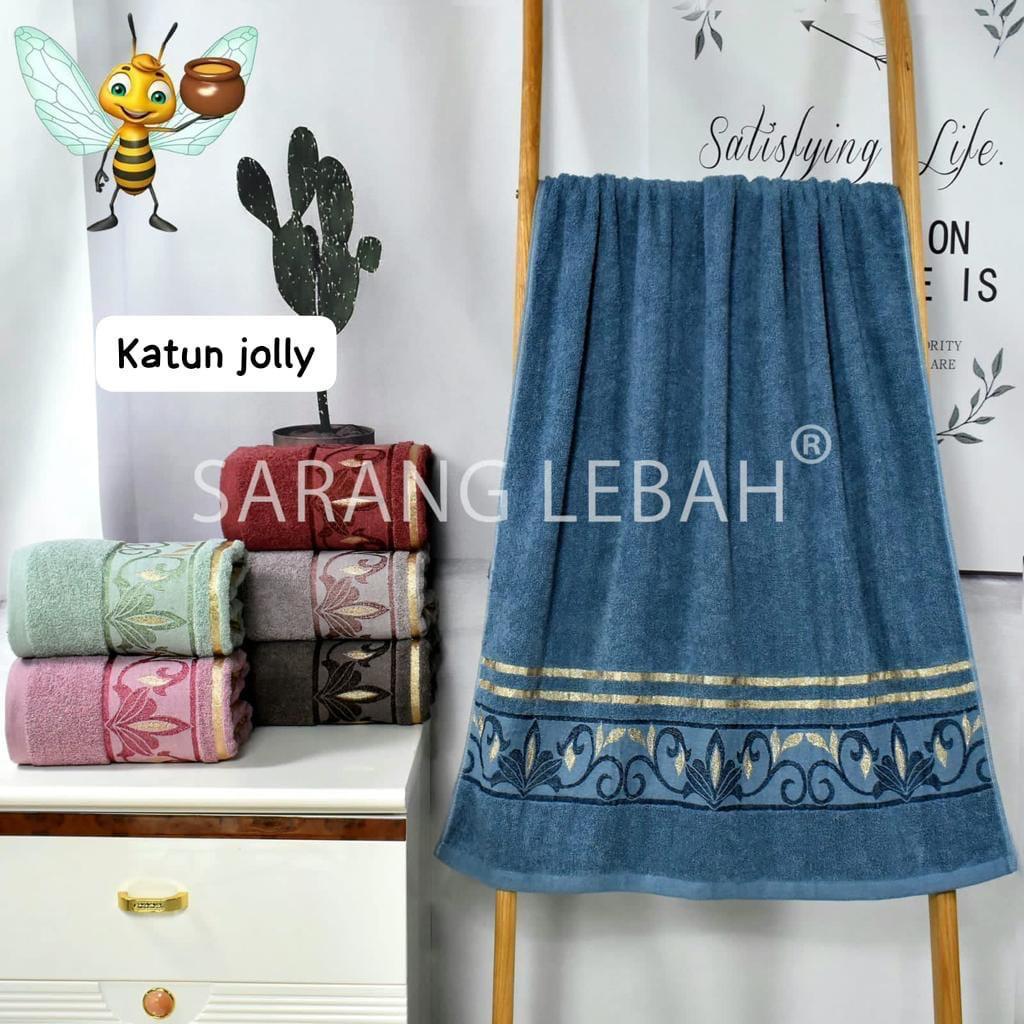 Handuk Dewasa 100% Cotton Towel List Corak Menyerap Air Sarang Lebah