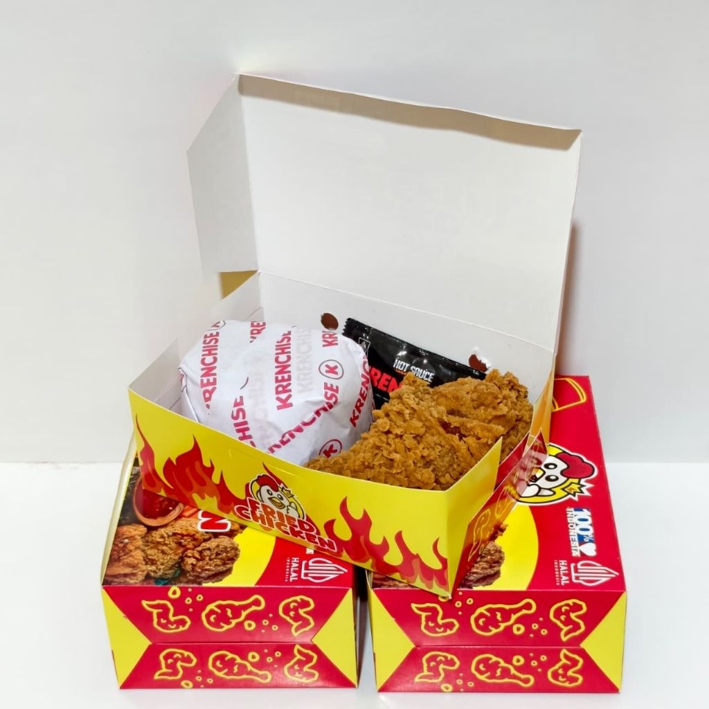 Dus Fried Chicken 100 pcs(KFC M) Paper Lunch Box KFC Ivory Kotak nasi ayam goreng  dus makanan termu