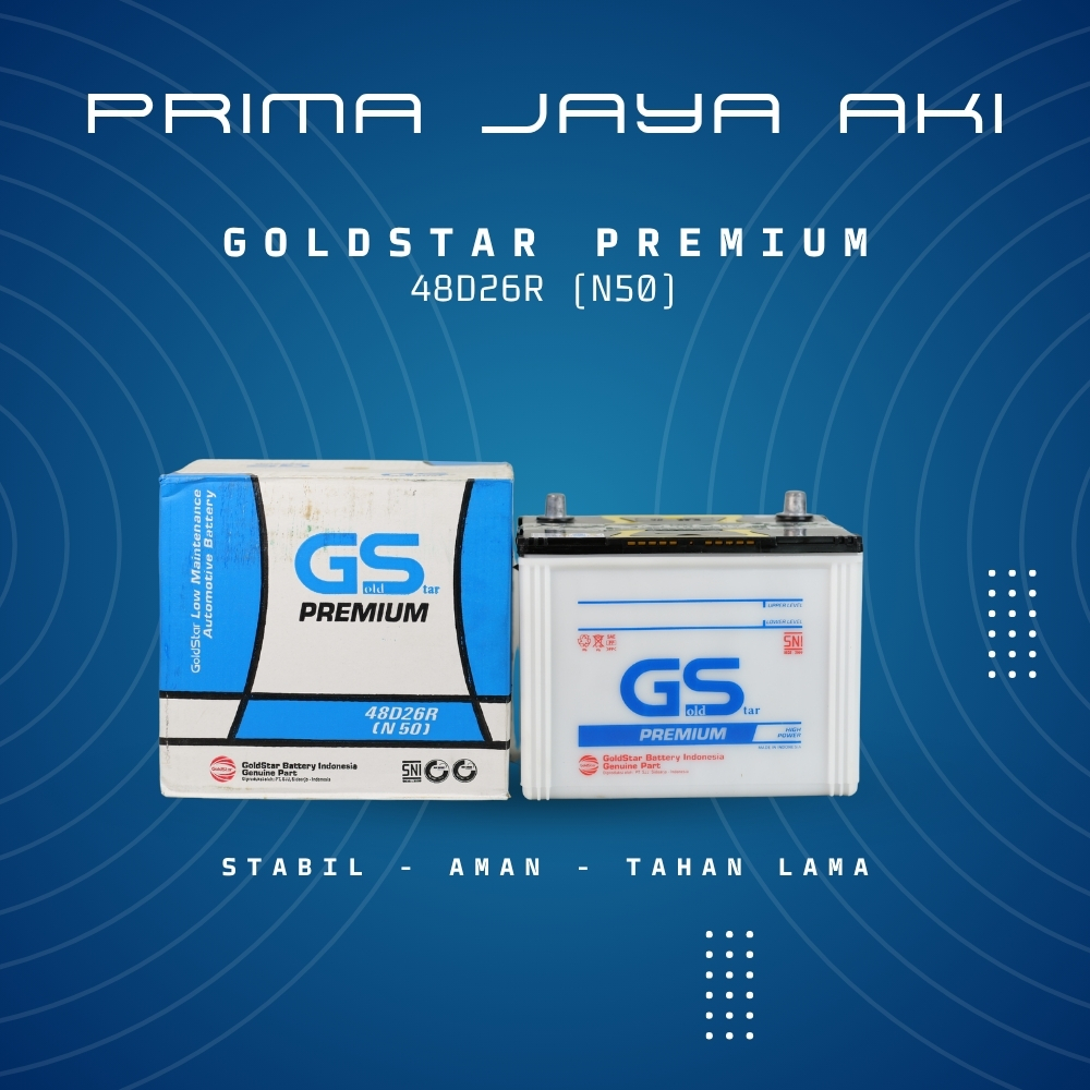 Aki Mobil Serena Terrano Bergaransi , Merk :  GOLD STAR N-50