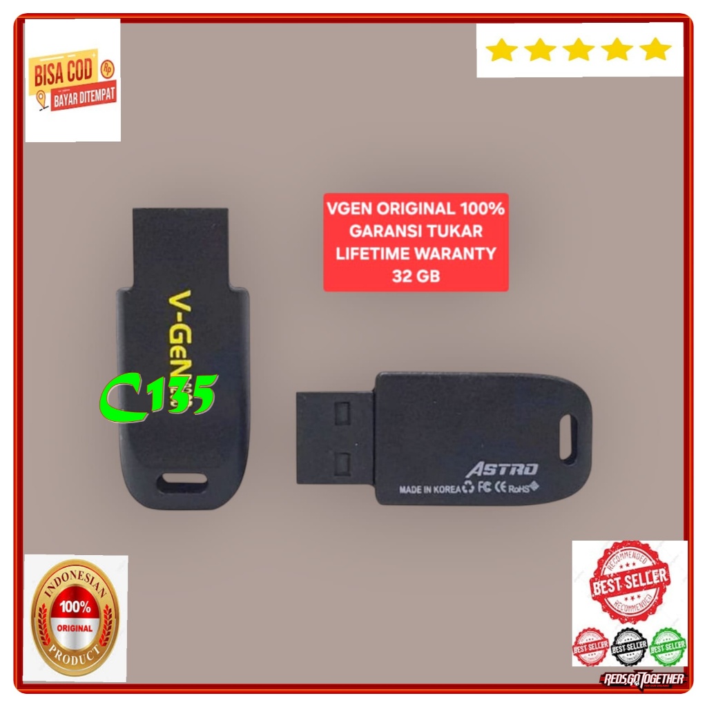 C135 100% ORI FLASH DISC ASTRO USB DRIVE ASLI VGEN V-GEN 32 GB 32GB GARANSI TUKAR SEUMUR HIDUP FD ME