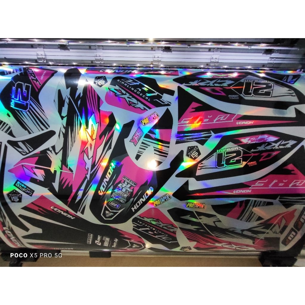 warna pink decal stiker crf hologram crome pelangi custom free request bagus keren by gandenart si d