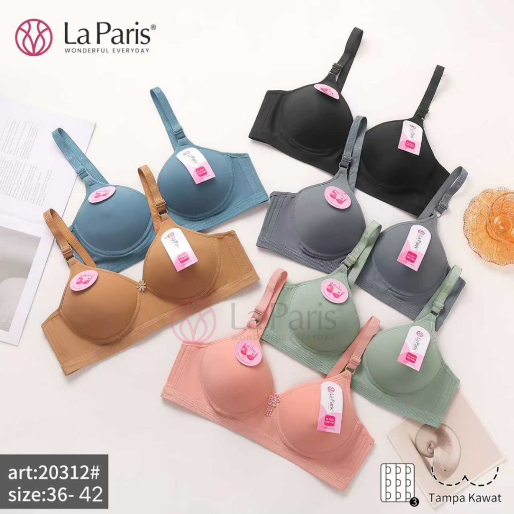 BH Bra Wanita Polos Cup Besar Kait 3 Ukuran 36 - 42 Seamless Bra Premium Cup Jumbo BH La Paris 20312