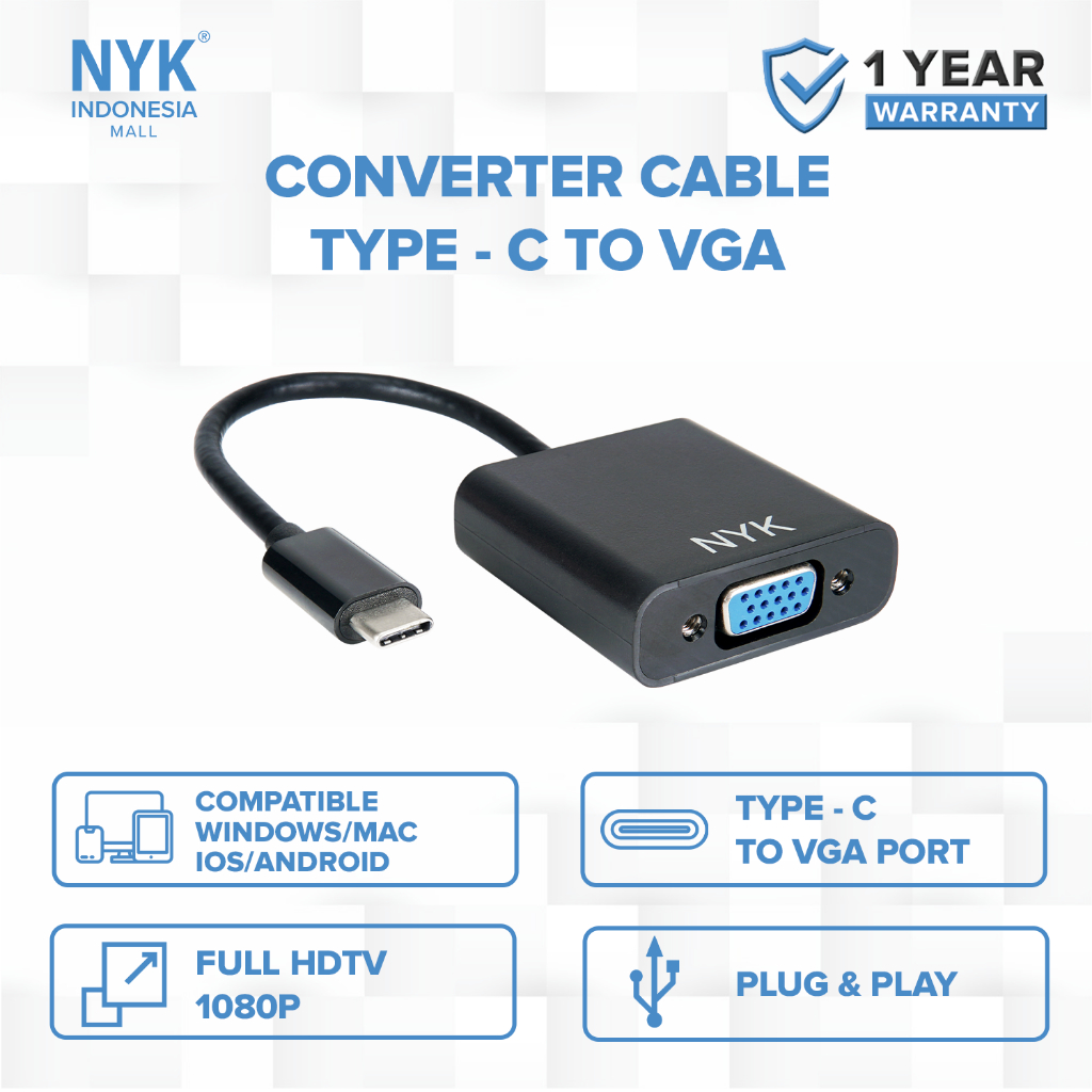 NYK Converter USB Type C To VGA
