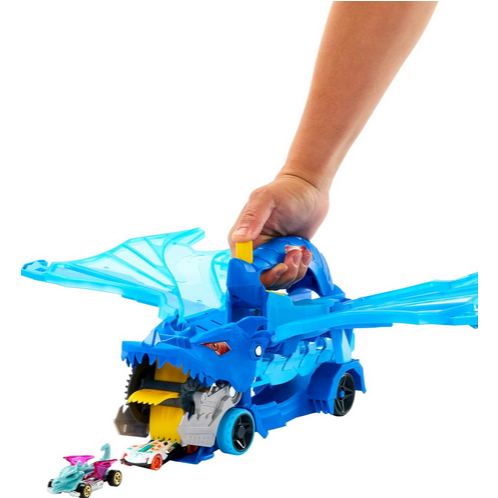 Hot Wheels City Toy Car Track Set, Ultimate Dual Dragon Transporter & 2 Die