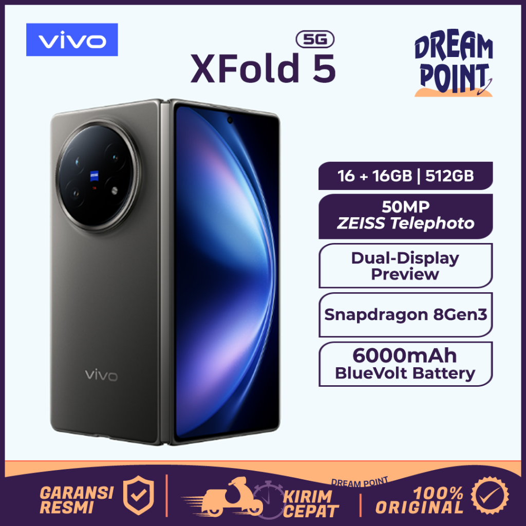 HP Vivo XFold 5 5G 16/512GB HP Lipat Ram besar Handphone Kamera Terbaik Xfold5 HP Gaming Original