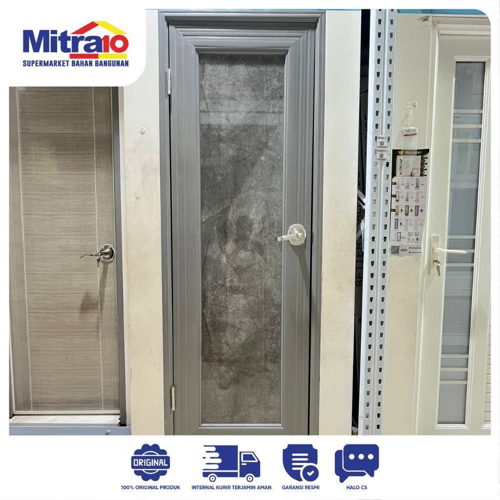 Pintu PVC WMNS 705 70x195cm Grey Kanan/Kiri + Handle - Tidy