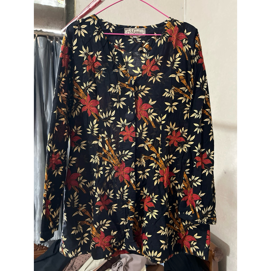PL BATIK HITAM MOTIF BAMBU BUNGA