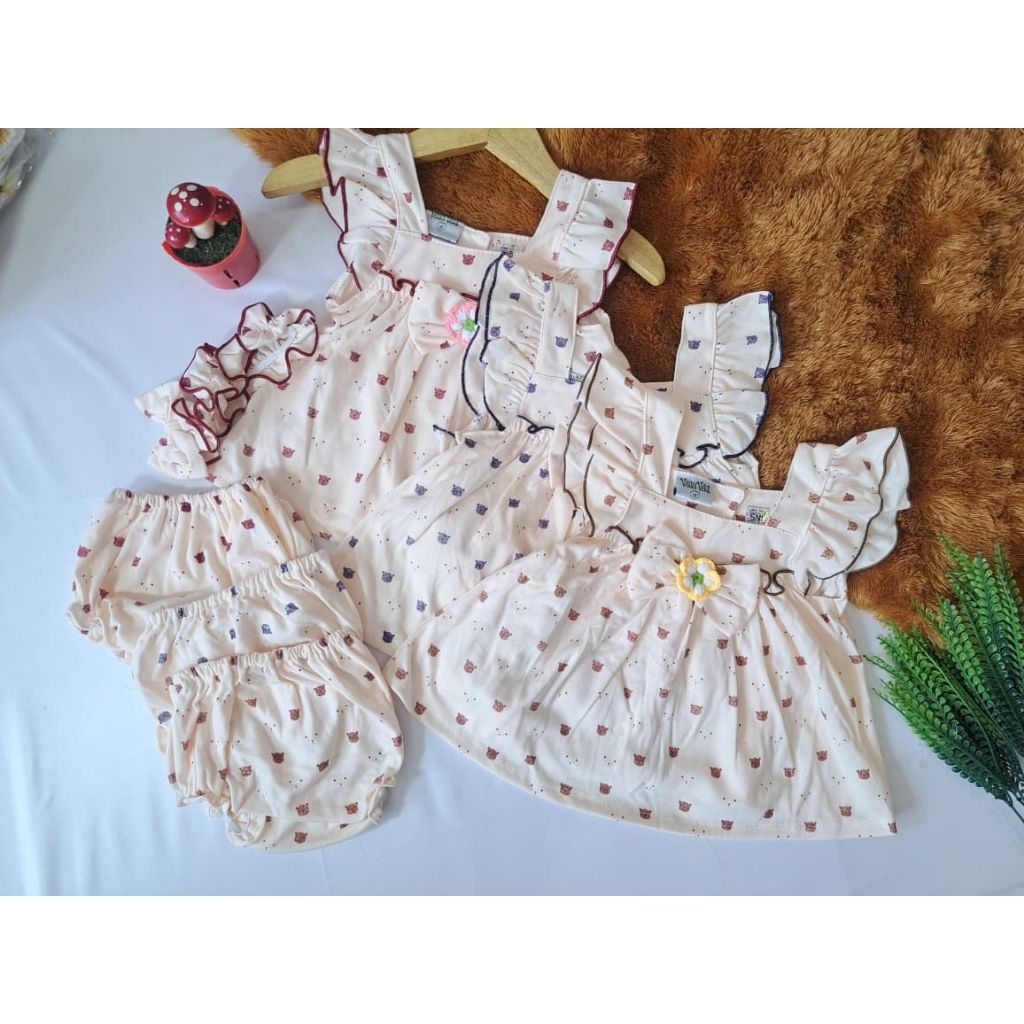 COD dress lekbong bayi perempuan 0-7 bulan free bando + cd bahan kaos
