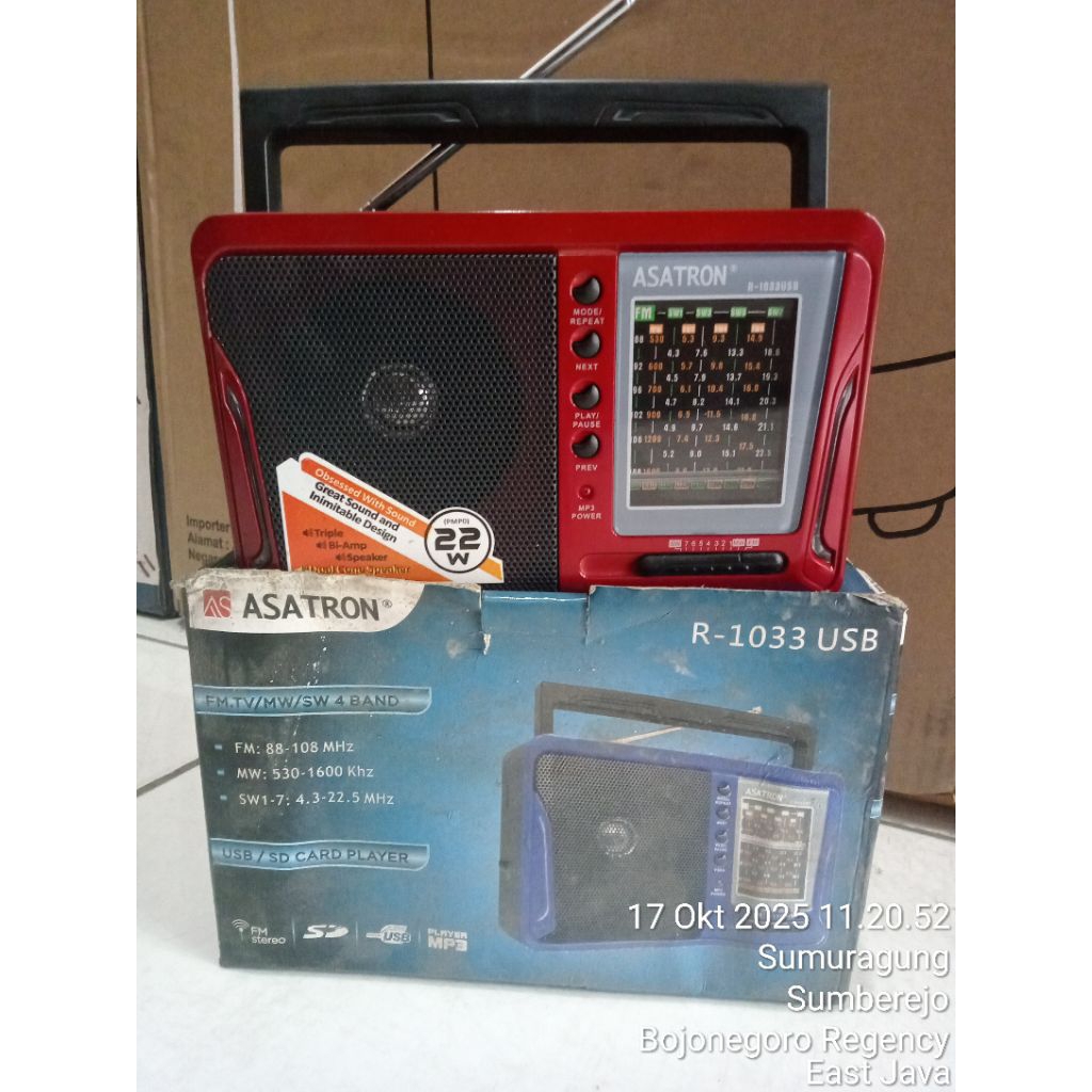 Radio Asatron 9 Band AC/DC ,ada USB , memory cart dan Senter