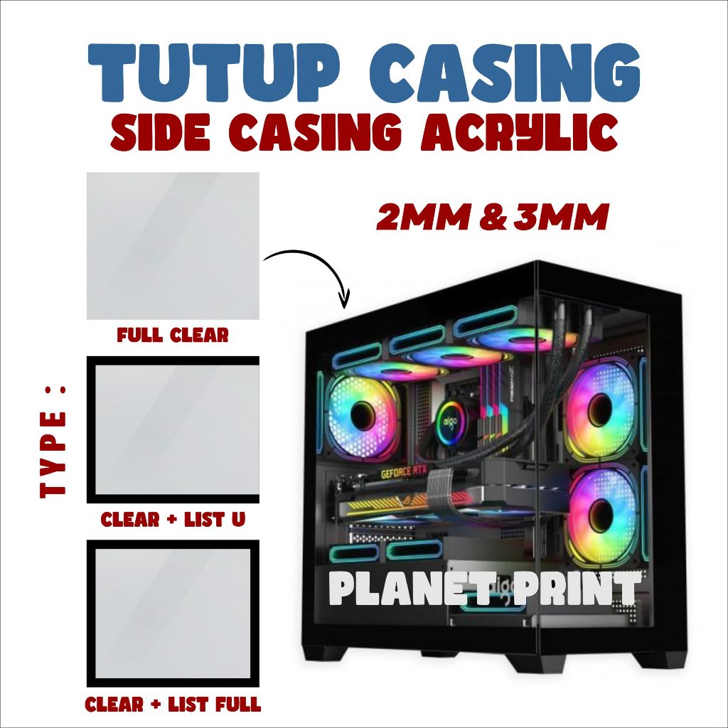 SID PANEL LIST COSTUM Akrilik Laser Cut Side Panel Tutup Casing PC Casing Komputer Untuk Tutup Kesin