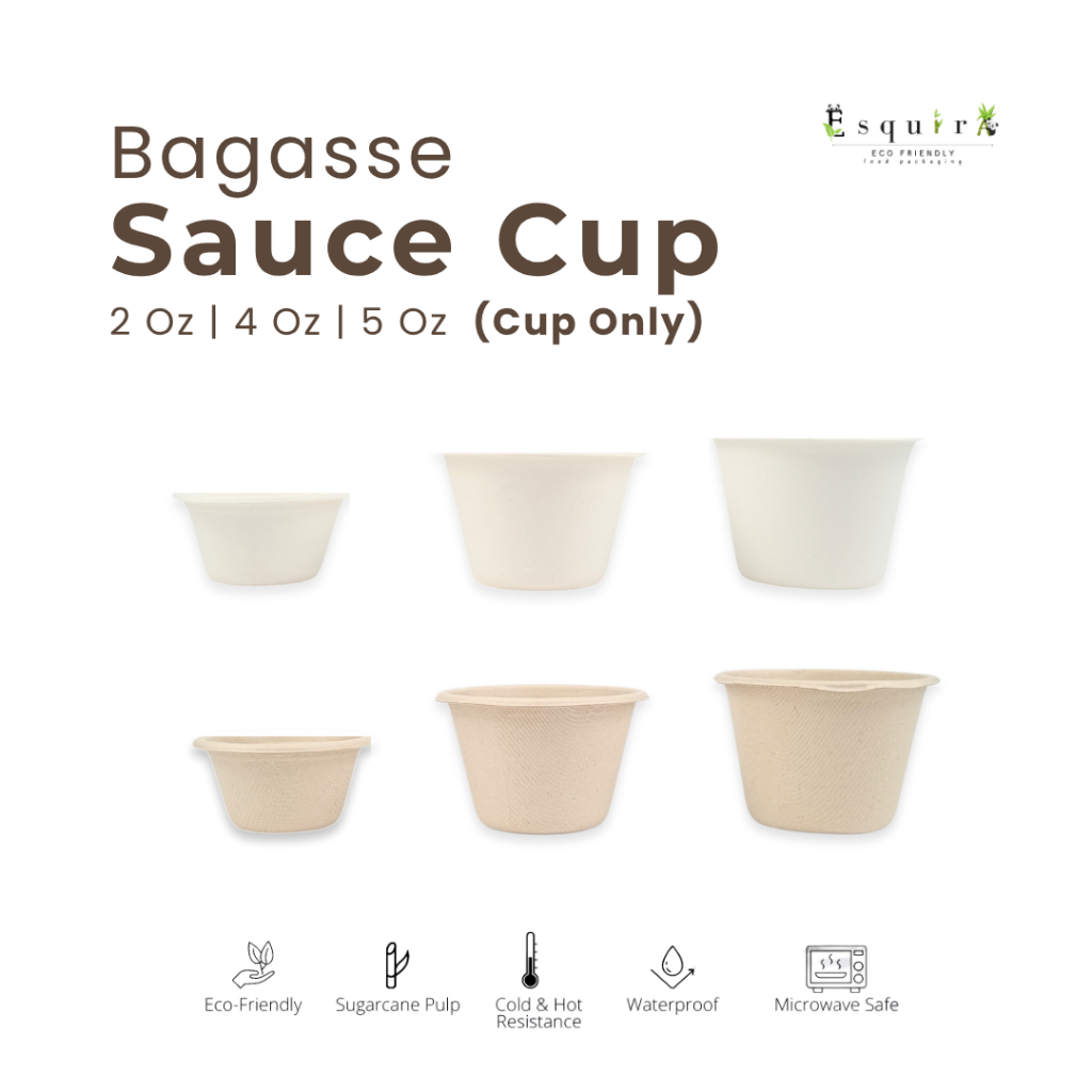 (CUP SAJA)  Bagasse Sauce Cup 25pcs / 2oz, 4oz, 5oz