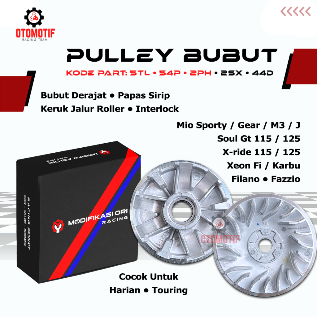 Pully Set Bubut Mio Sporty Smile Mio J M3 Filano Fazzio Rumah Roller & Kipas Pulley Custom 13,5-13,8