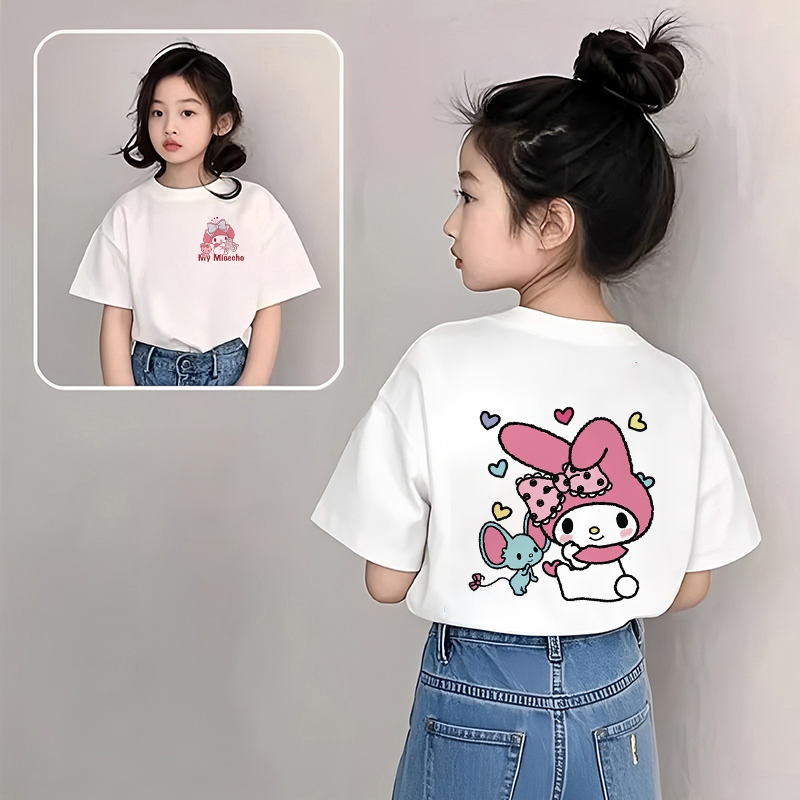 Dailyway Baju Kaos Anak Perempuan | T-shirt Terbaru Import Untuk usia 2-12 Tahun | Cetakan kartun pi
