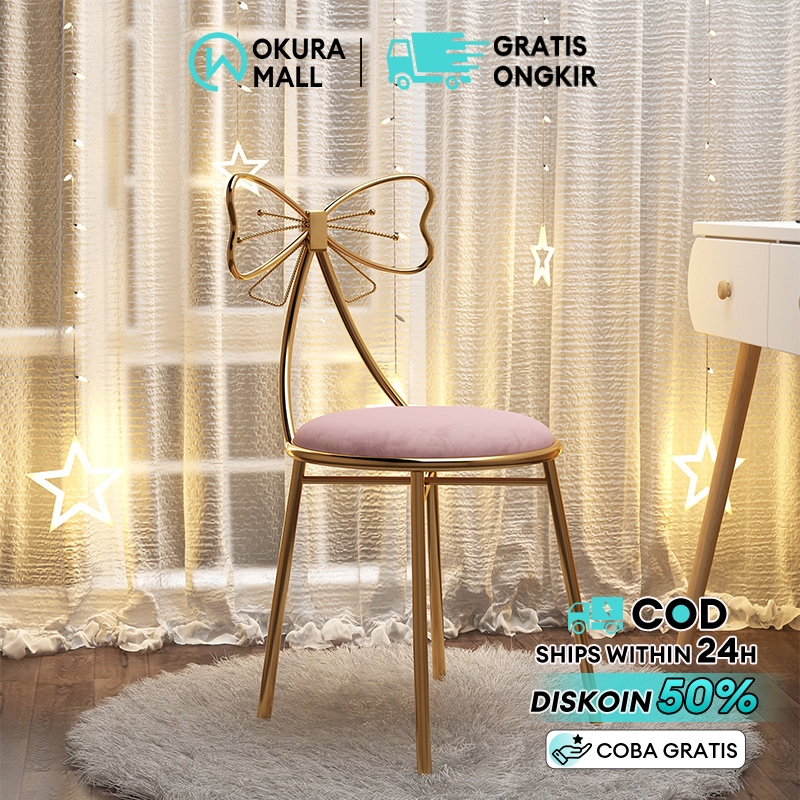 OKURA Kursi Rias Modern Kursi Makeup Kursi Kafe Nordic Kursi murah Kursi Rias Estetik Kursi Minimali