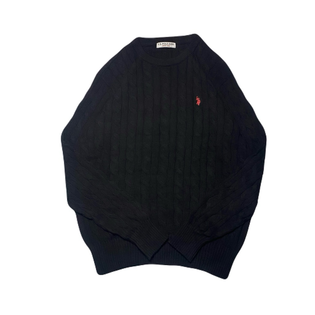 US POLO ASSN Cable Knit & Halfzip RL Gray