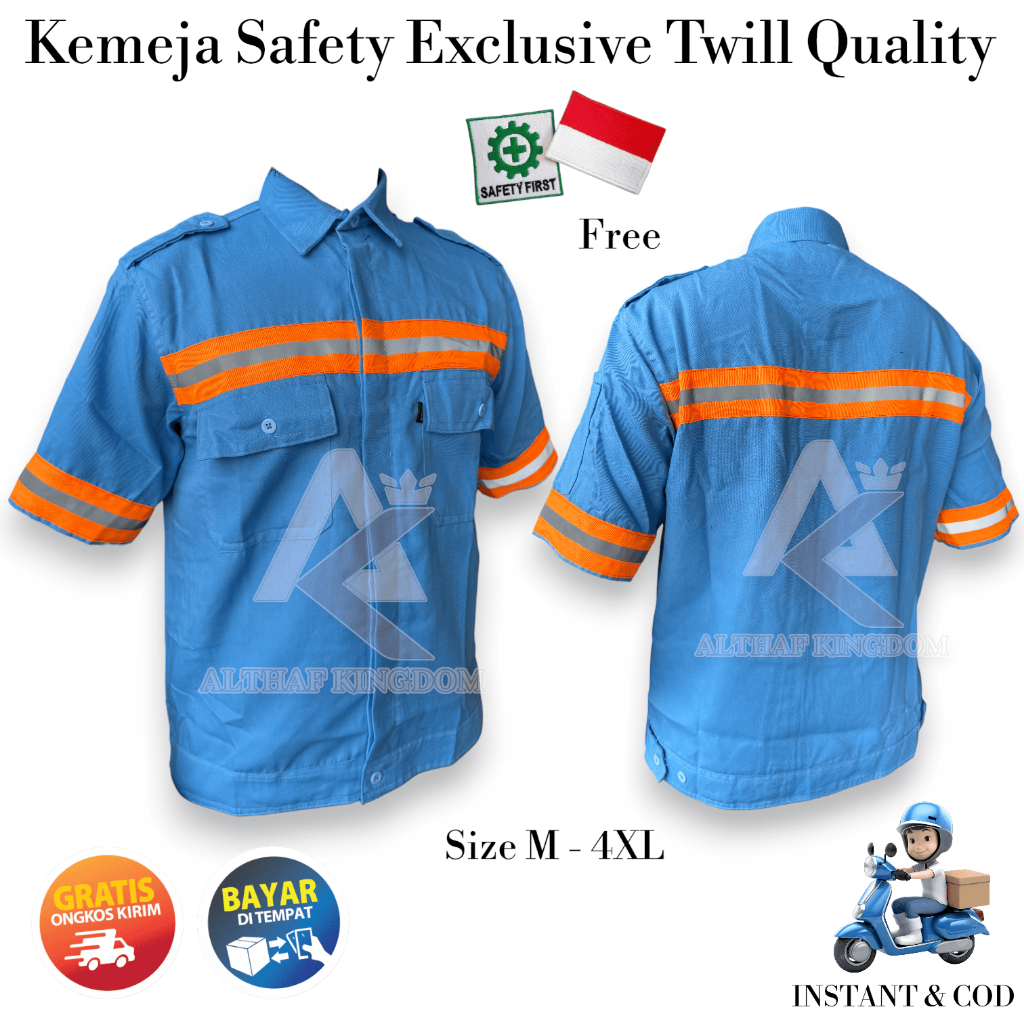Wearpack Atasan Kemeja Safety Baju Sefty Lengan Pendek Kancing Scotchlite Orange