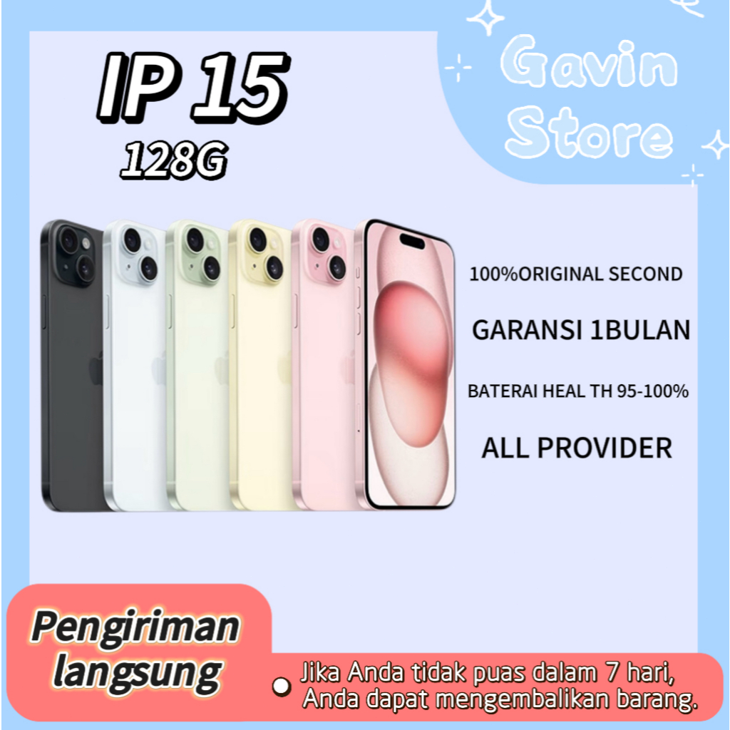 PROMO iphone 15 SECOND original 100% 128GB kondisi mulus like new fullset iphone bekas
