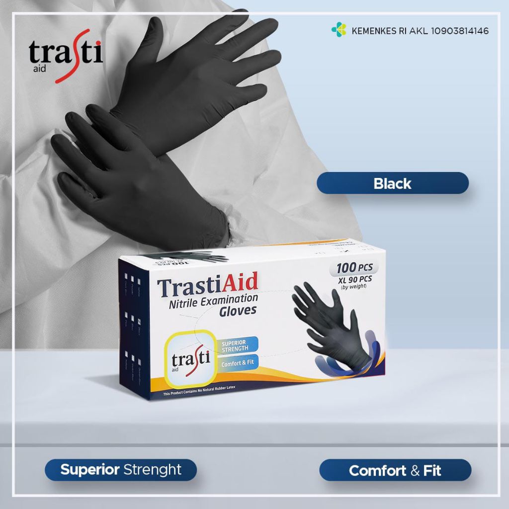 Sarung tangan nitrile hitam Trasti/ Handscoon Nitrile hitam Trasti