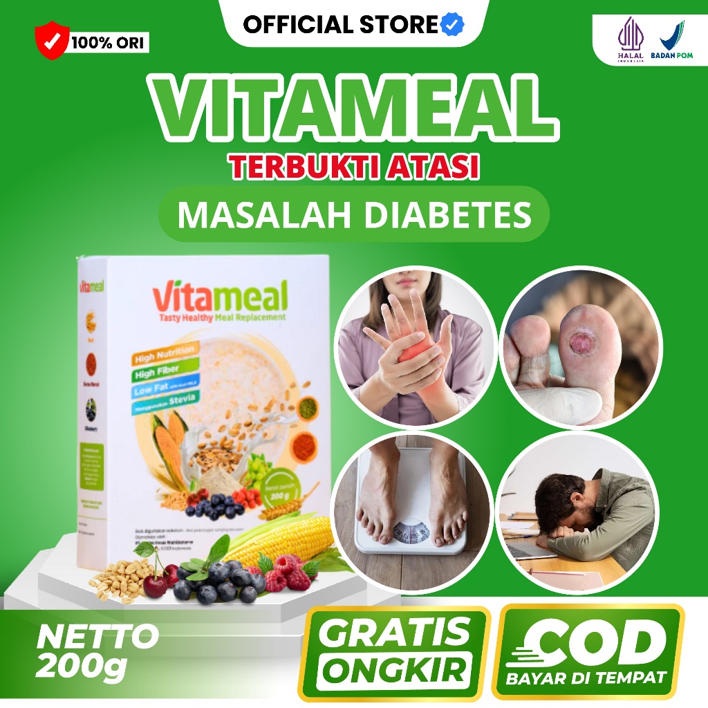 3BOX Vitameal Oficial Store Vitamil Gula Darah Vitamale Herbal Diabetes Sereal Diet Vitamel Original