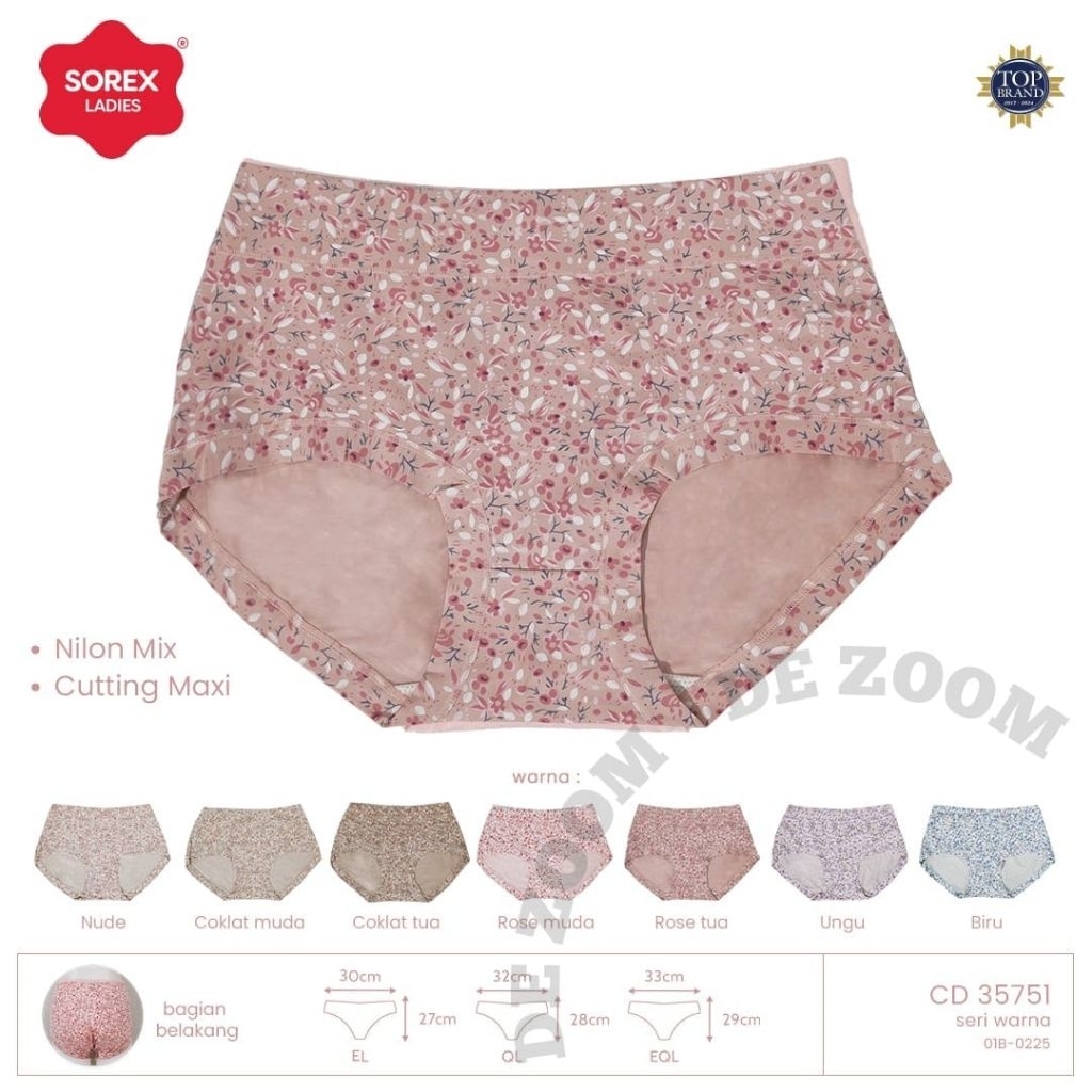 CD SOREX 35751 Celana Dalam wanita Motif bunga Size XL-3XL High Waist