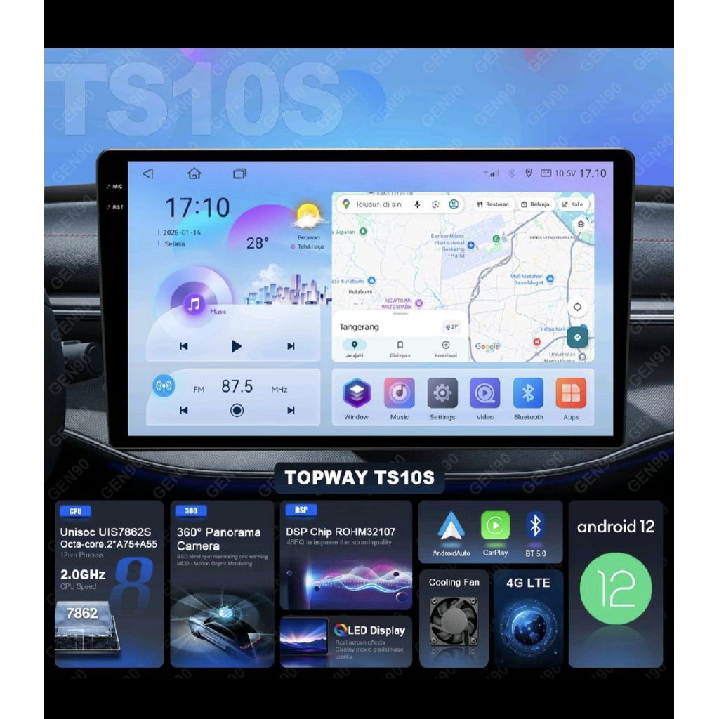 topway ts10 9in ram 4 64 suport 360 dsp simcard 4g