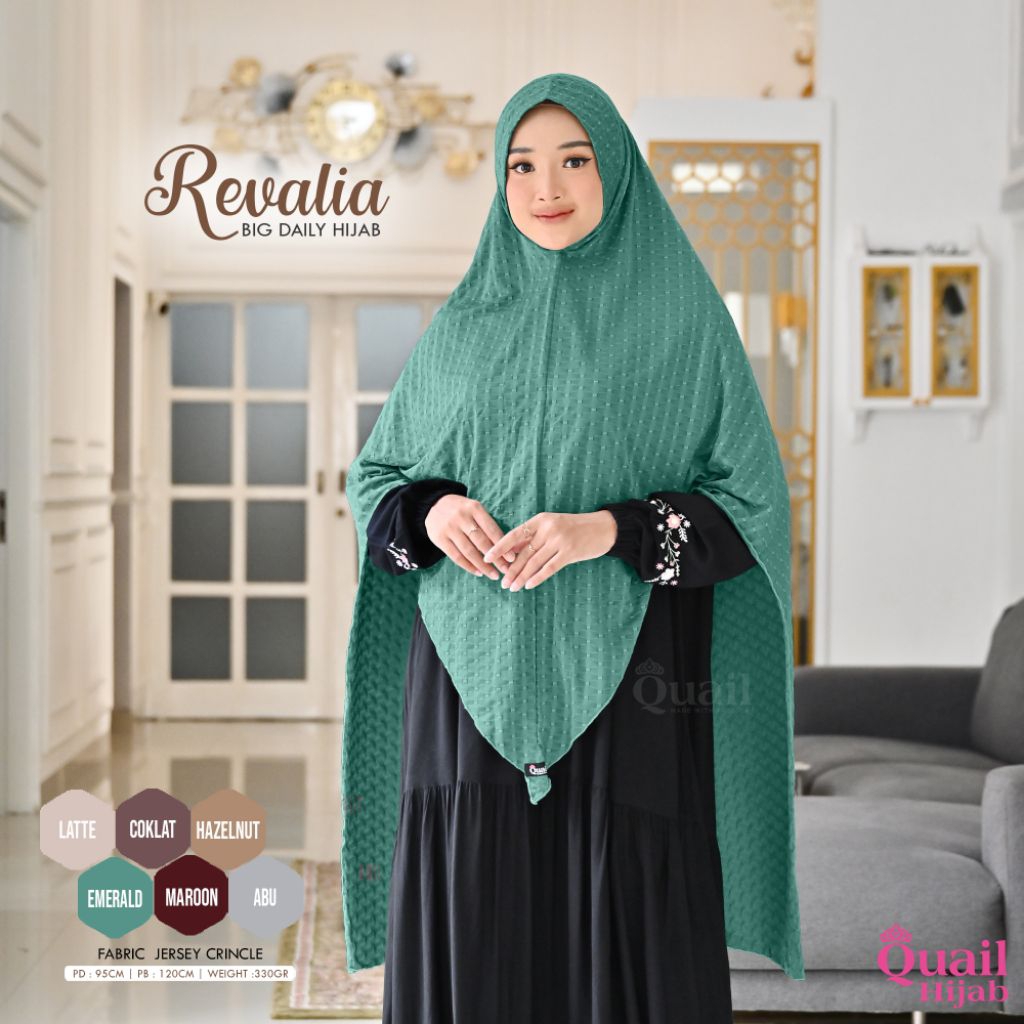 Hijab Instan Bergo Jumbo Jersey Crinkle Original Jilbab Quail REVALIA