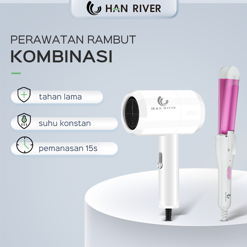 HAN RIVER Hair Dryer 2 in 1 Paket Hemat Perawatan Rambut Ion Negatif Multi-Fungsional Bisa