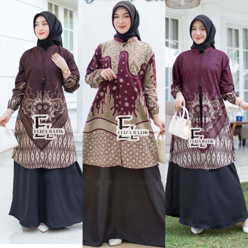 Gamis Batik Syari Muslimah Dress Gamis Gaun Pesta, Gamis Batik Mix Moscraft Kekinian, Dress Batik Mu